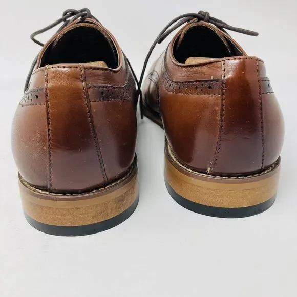 Stacy Adams Dickinson Mens Shoes Cap Toe Oxford Cognac Leather 25066-221 Size 10 - Picture 4 of 9
